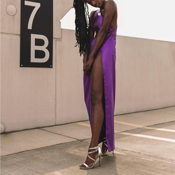 Purple Sequin Cut-out Maxi Dress S-L - Picture 9 of 9